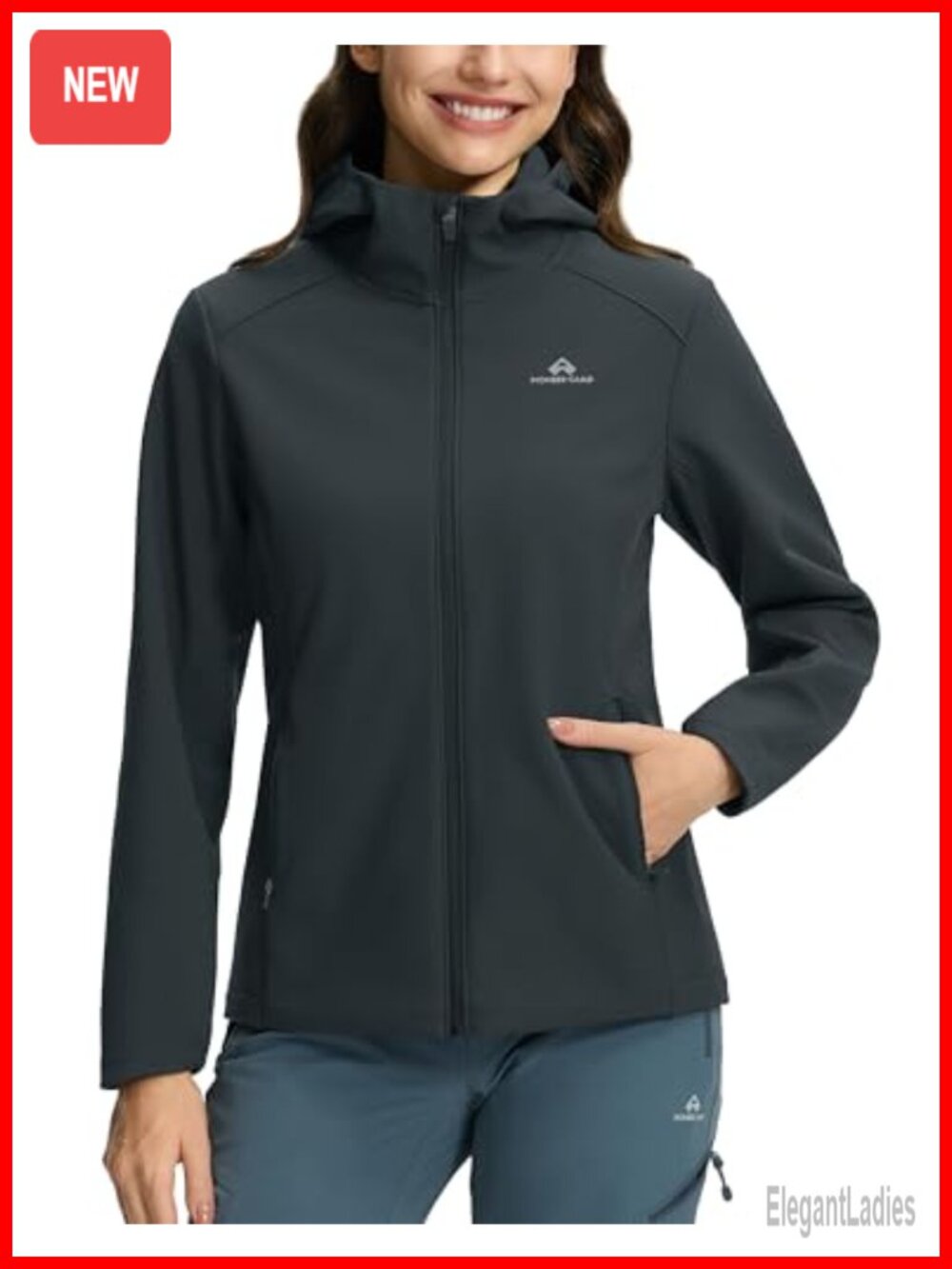Women's Softshell Jacket Fleece Lined Hood 30k Waterproof Windbreaker Outdoor